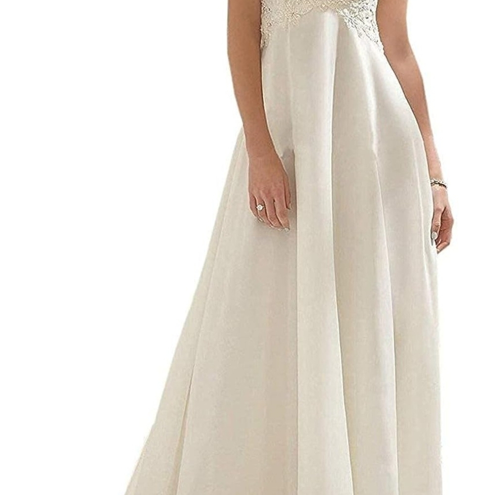 Elegant Ivory Lace-Accent Maxi Dress